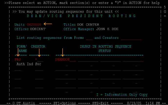 US1 Dean/VP Routing Example
