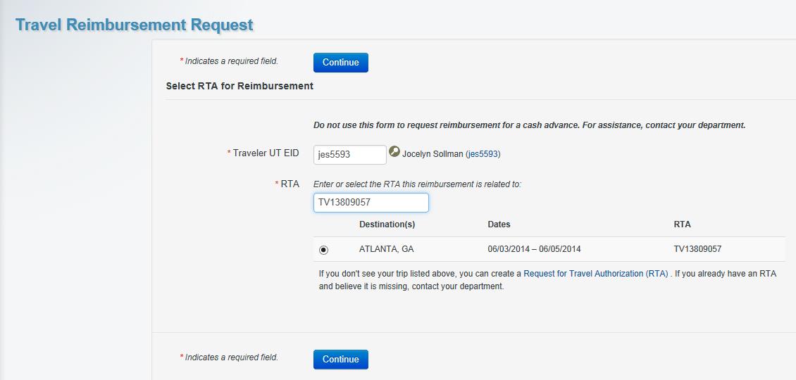 travel reimbursement request