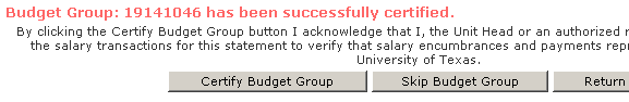 The message after certification.