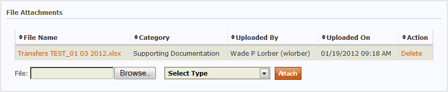 File Attachment section